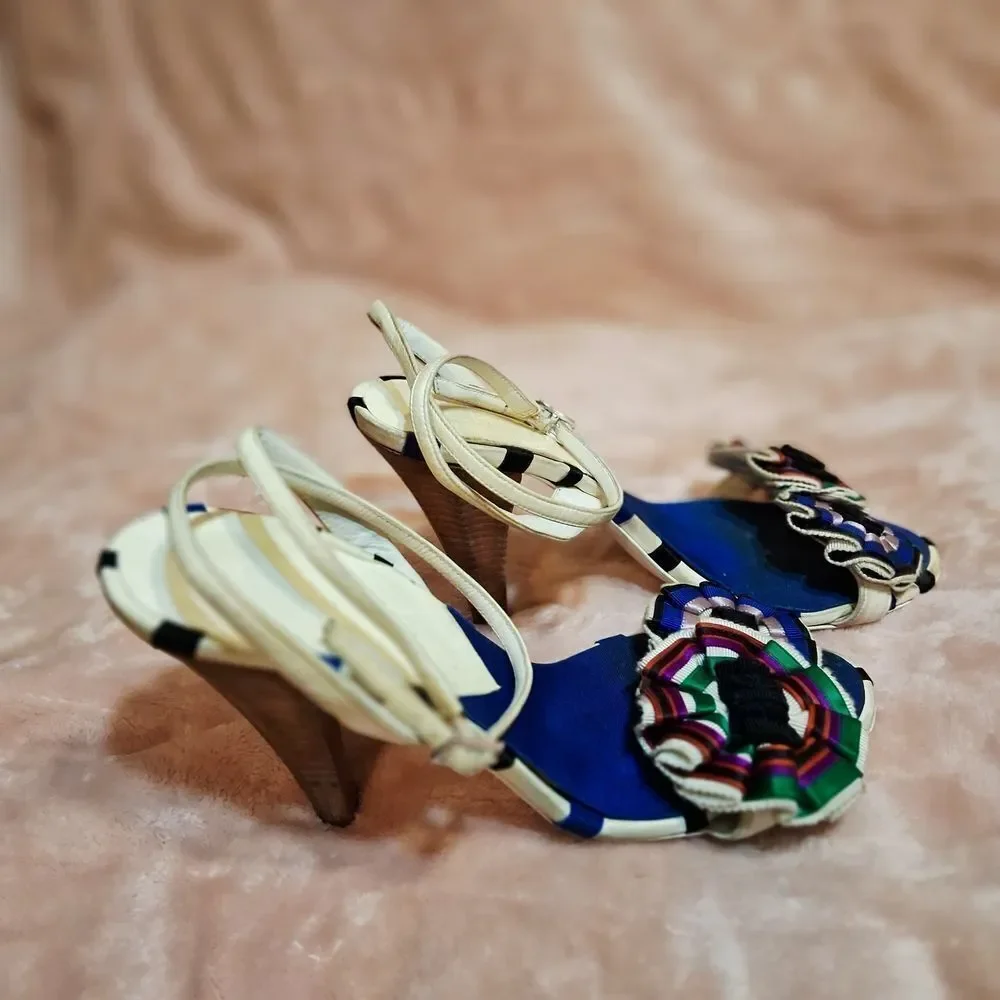 CHANEL Multi-Colored Summer Heels Size 38